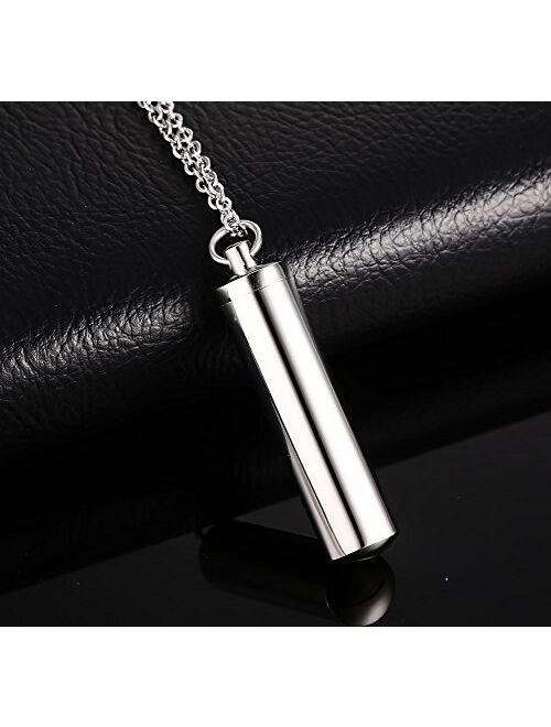 VNOX Pack of 2/3/4/5 -Unisex Customize Memorial Keepsake Stainless Steel Cylinder Cremation Ashes Necklace