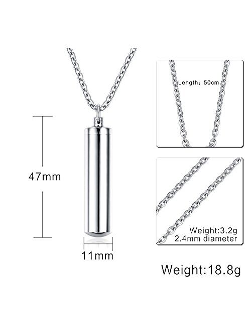 VNOX Pack of 2/3/4/5 -Unisex Customize Memorial Keepsake Stainless Steel Cylinder Cremation Ashes Necklace