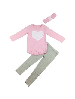 Jastore Kids Girl Cute 2PCS Heart Shaped Clothing Set Long Sleeve Top +Leggings