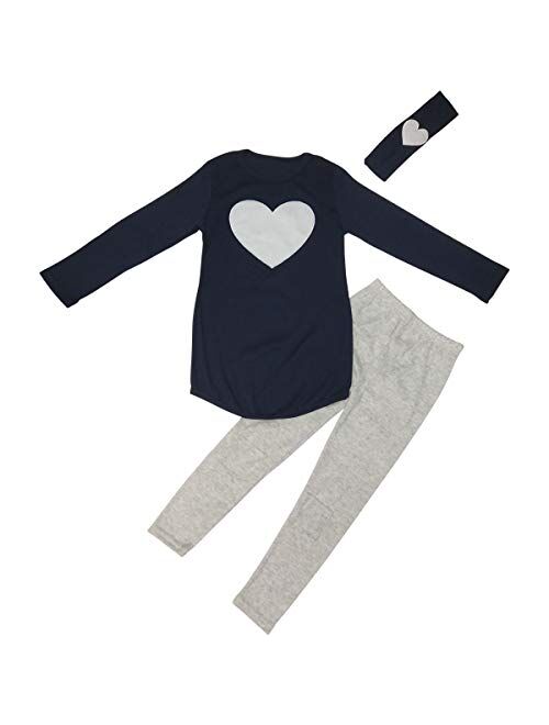 Jastore Kids Girl Cute 2PCS Heart Shaped Clothing Set Long Sleeve Top +Leggings