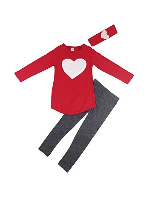 Jastore Kids Girl Cute 2PCS Heart Shaped Clothing Set Long Sleeve Top +Leggings