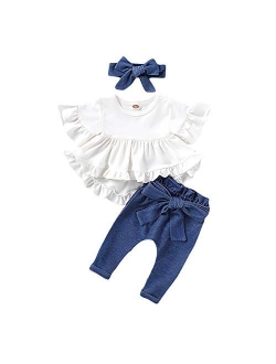 Toddler Baby Girls Clothes Infant Long Sleeve Ruffles Shirt Tops + Long Pants Fall Winter Outfits for Girl