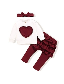 Toddler Baby Girls Clothes Infant Long Sleeve Ruffles Shirt Tops + Long Pants Fall Winter Outfits for Girl