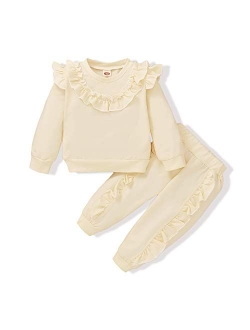 Toddler Baby Girls Clothes Infant Long Sleeve Ruffles Shirt Tops + Long Pants Fall Winter Outfits for Girl