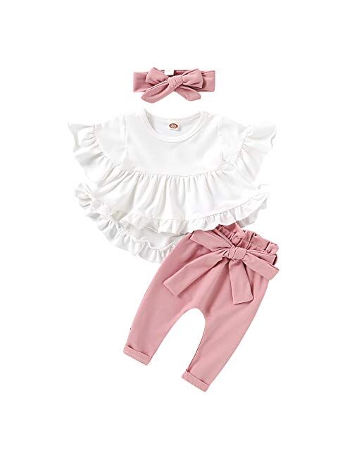 Toddler Baby Girls Clothes Infant Long Sleeve Ruffles Shirt Tops + Long Pants Fall Winter Outfits for Girl