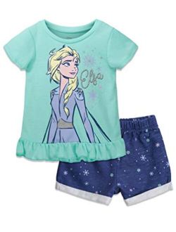 Frozen Elsa Girls French Terry Shorts Set