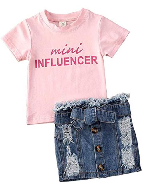 Toddler Baby Girls Camouflage Outfit Black Letter Tops T-Shirt + Skirt Dress Shorts Summer Two Piece Clothes Set