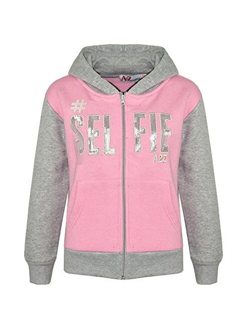 Kids Girls Tracksuit #Selfie Print Hoodie & Bottom Jog Suit New Age 7-13 Years