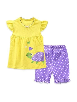 Toddler Baby Girls Clothing Set Cute Print Long Sleeve T Shirt and Pants 2pcs Outfits