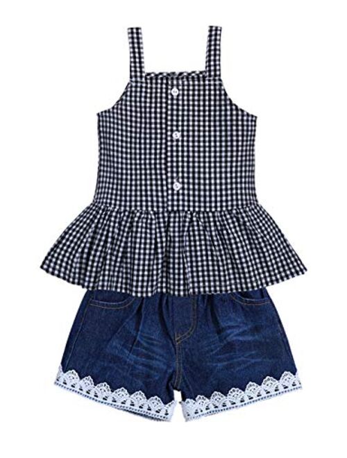 2pcs Toddler Girl Clothes T-Shirt Dress+Jeans Shorts Baby Girls Outfits Set