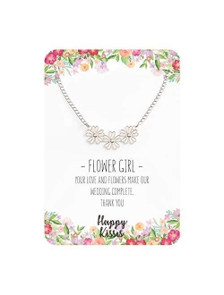 Happy Kisses Flower Girl Necklace - Your Love and Flowers Make Our Wedding Complete. Thank You - Message Card