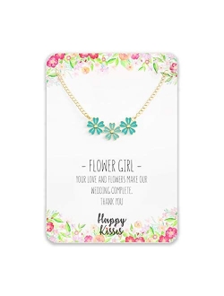 Happy Kisses Flower Girl Necklace - Your Love and Flowers Make Our Wedding Complete. Thank You - Message Card