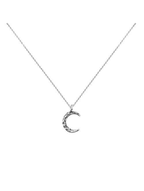 Moon Pendant Necklace for Women - Dainty Handmade Hammered New Moon, Full Moon, Waning Waxing Moon, Waning Waxing Moon, Crescent Moon Phase Necklaces Minimalist Birthday 