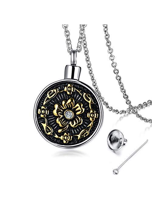 YOUFENG Urn Necklaces for Ashes No Longer by My Side Forever in My Heart Mom Dad Cremation Urn Locket Jewelry