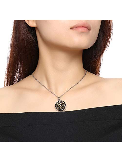 YOUFENG Urn Necklaces for Ashes No Longer by My Side Forever in My Heart Mom Dad Cremation Urn Locket Jewelry