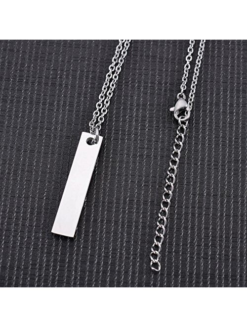 Valyria Personalized Vertical Bar Necklace with Birthstones - Custom Made with Any Name,Stainless Steel Personalized Necklace