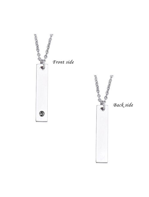 Valyria Personalized Vertical Bar Necklace with Birthstones - Custom Made with Any Name,Stainless Steel Personalized Necklace