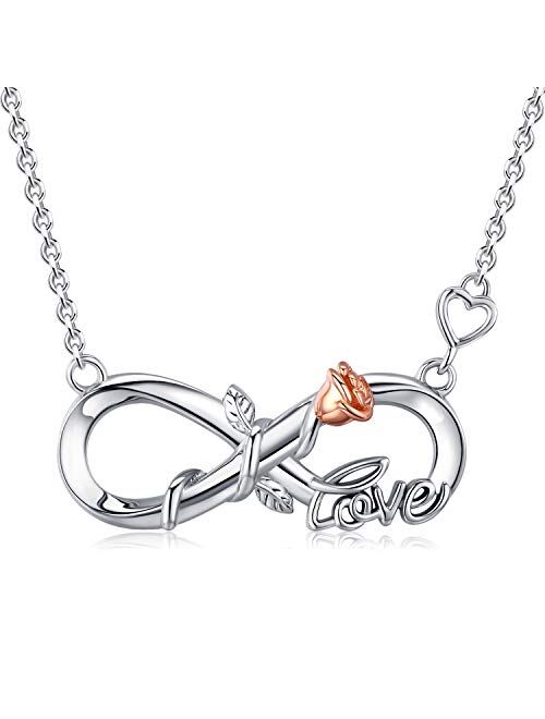 DESIMTION Infinity Heart Pendant Necklace S925 Sterling Silver Forever LoveChristmas Jewelry Gifts for Women Girls