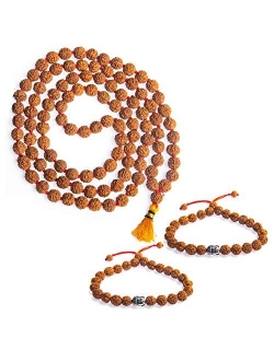 Wonder Care Authentic Rudraksh Mala-5face- Genuine Himalayan Rudraksha Seeds Religious Ornament Rosary Japa Mala Necklace - Imported from Nepal