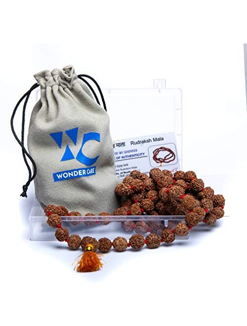 Wonder Care Authentic Rudraksh Mala-5face- Genuine Himalayan Rudraksha Seeds Religious Ornament Rosary Japa Mala Necklace - Imported from Nepal