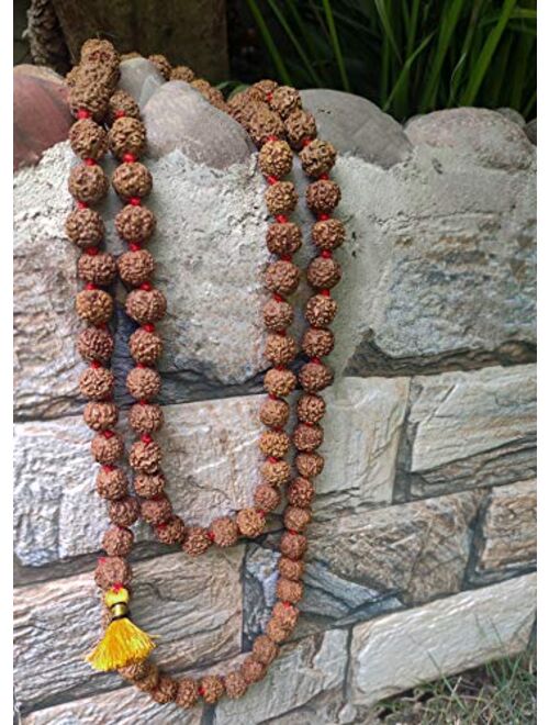 Wonder Care Authentic Rudraksh Mala-5face- Genuine Himalayan Rudraksha Seeds Religious Ornament Rosary Japa Mala Necklace - Imported from Nepal