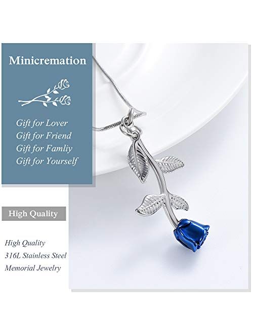 Rose Flower Cremation Jewelry Urn Necklaces for Ashes, Cremation Ash Jewelry Memorial Pendants for Human Pets Ashes