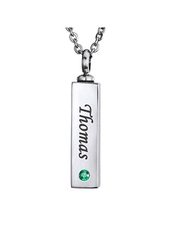 HooAMI Cremation Jewelry for Ashes Personalized Name Bar Urn Necklace for Women Men