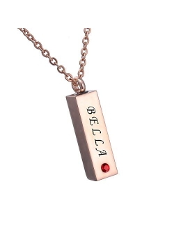 HooAMI Cremation Jewelry for Ashes Personalized Name Bar Urn Necklace for Women Men