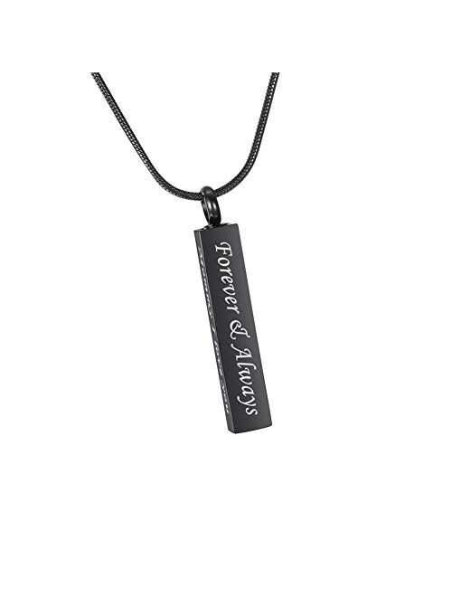 HooAMI Cremation Jewelry for Ashes Personalized Name Bar Urn Necklace for Women Men