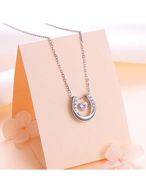 FLYOW Sterling Silver Lucky Horseshoe Love Heart Pendant Necklace Bracelet Anklets Earrings Jewelry