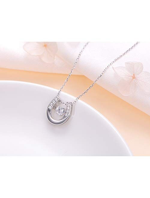 FLYOW Sterling Silver Lucky Horseshoe Love Heart Pendant Necklace Bracelet Anklets Earrings Jewelry