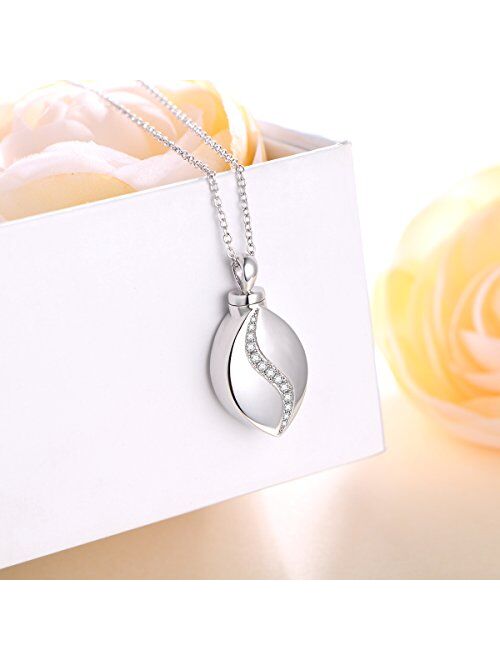 DAOCHONG 925 Sterling Silver Cremation Jewelry Forever in My Heart Ashes Keepsake Urns Pendant Necklace for Women, 20 Inch Rolo Chain