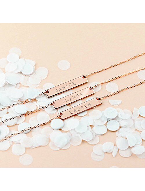 925 Sterling Silver Personalized Bar Pendant Necklace Engraved Any Name Letter Symbols Necklace