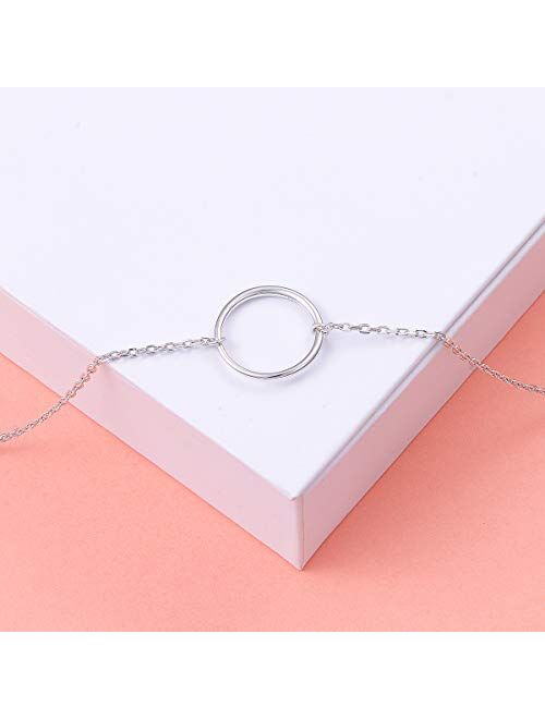 S925 Sterling Silver Dainty Simple Choker Necklace,Rolo Chain,Adjustable 13 inches to 16 inches