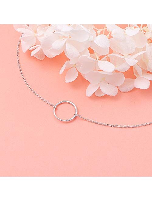 S925 Sterling Silver Dainty Simple Choker Necklace,Rolo Chain,Adjustable 13 inches to 16 inches