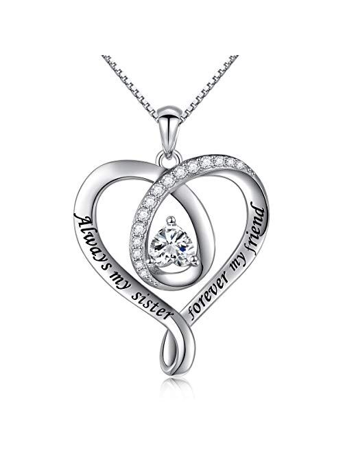 925 Sterling Silver Jewelry Engraved Love Heart Pendant Necklace Gift for Women Girls Mum