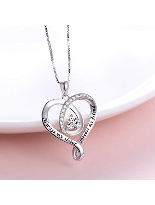 925 Sterling Silver Jewelry Engraved Love Heart Pendant Necklace Gift for Women Girls Mum