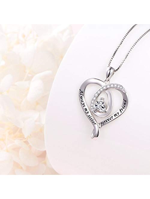 925 Sterling Silver Jewelry Engraved Love Heart Pendant Necklace Gift for Women Girls Mum