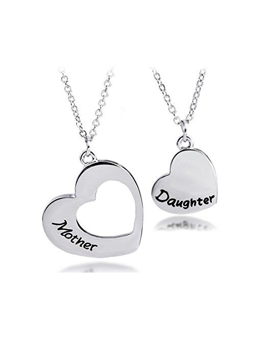 KUIYAI Mother Daughter Necklace Set of 2 Matching Heart Mom and Me Jewelry