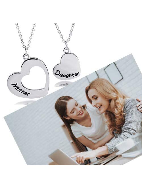 KUIYAI Mother Daughter Necklace Set of 2 Matching Heart Mom and Me Jewelry