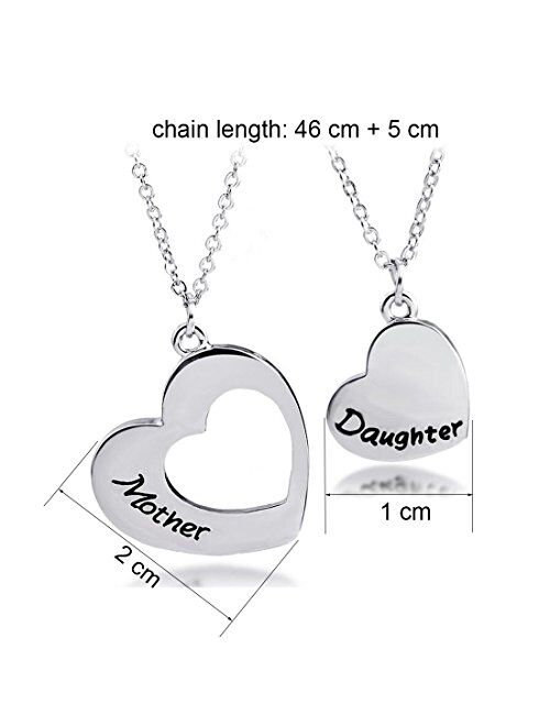 KUIYAI Mother Daughter Necklace Set of 2 Matching Heart Mom and Me Jewelry