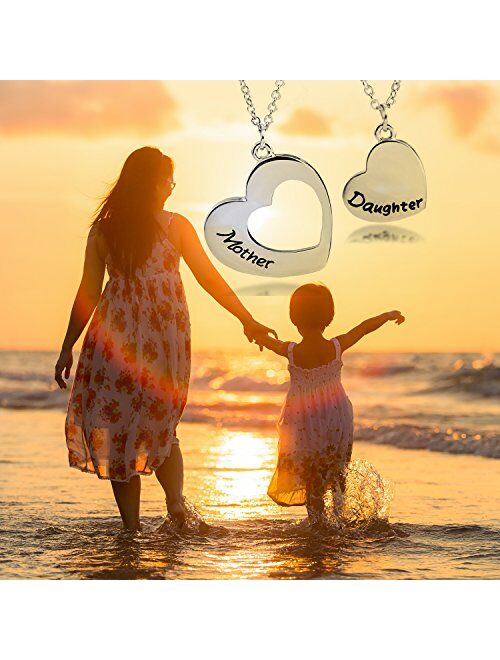 KUIYAI Mother Daughter Necklace Set of 2 Matching Heart Mom and Me Jewelry