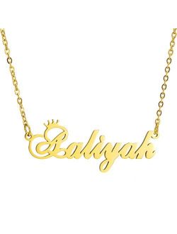 Name Crown Necklace,Personalized Custom Women Girls Initial Letter Crown Name Pendant Necklace Stainless Steel Necklace Chain Jewelry Gift