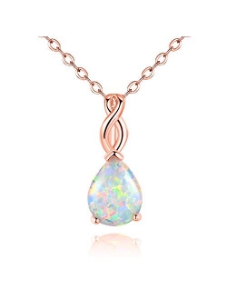 VOLUKA Opal Necklace for Women Gemstone Birthstone Pendant Necklaces Jewelry Gifts for Girls