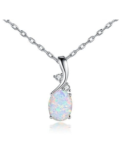 VOLUKA Opal Necklace for Women Gemstone Birthstone Pendant Necklaces Jewelry Gifts for Girls