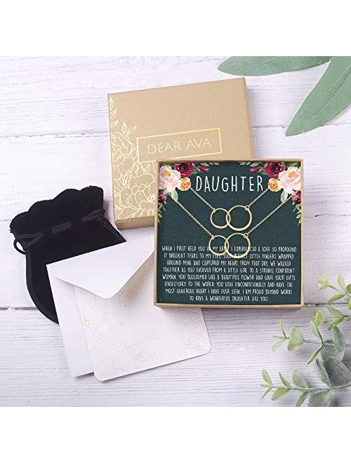 Daughter Necklace - Heartfelt Card & Jewelry Gift for Birthday, Holiday & More