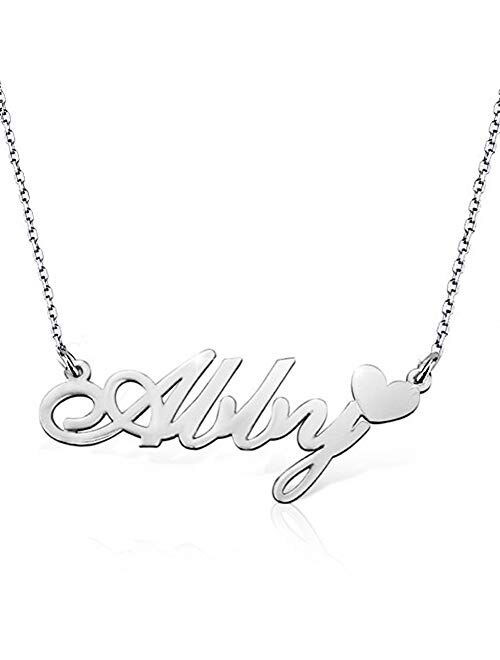 Ouslier 925 Sterling Silver Personalized Name Necklace Pendant Custom Made with Any Names 14" to 22"