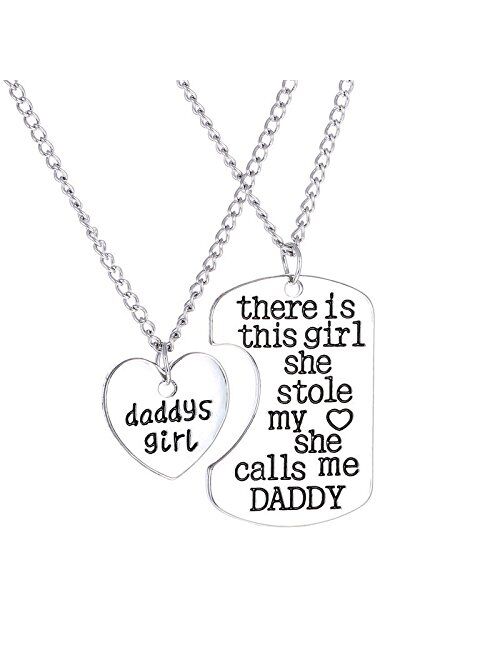 Luvalti Daddy's Girl Heart Pendant Necklace - Father Daughter Necklace Set - Best