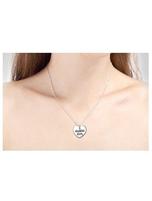 Luvalti Daddy's Girl Heart Pendant Necklace - Father Daughter Necklace Set - Best