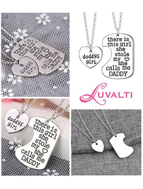 Luvalti Daddy's Girl Heart Pendant Necklace - Father Daughter Necklace Set - Best